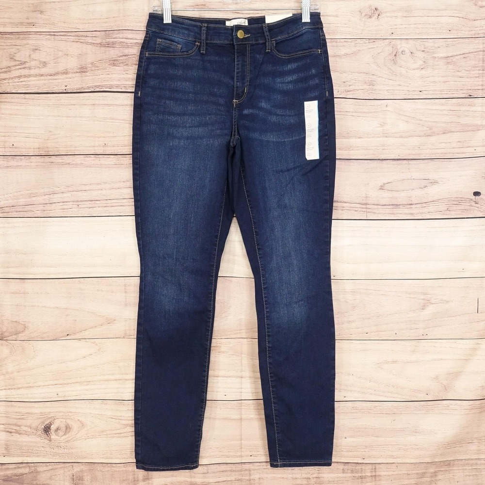 New! Universal Thread Mid Rise Skinny Jeans‎ Womens 6 Blue Dark Wash 28x28 Denim